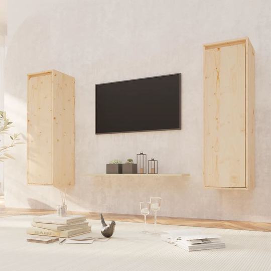 vidaXL Seinäkaapit 2 kpl 30x30x100 cm täysi mänty