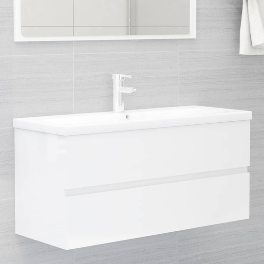vidaXL Allaskaappi korkeakiilto valkoinen 100x38,5x45 cm lastulevy