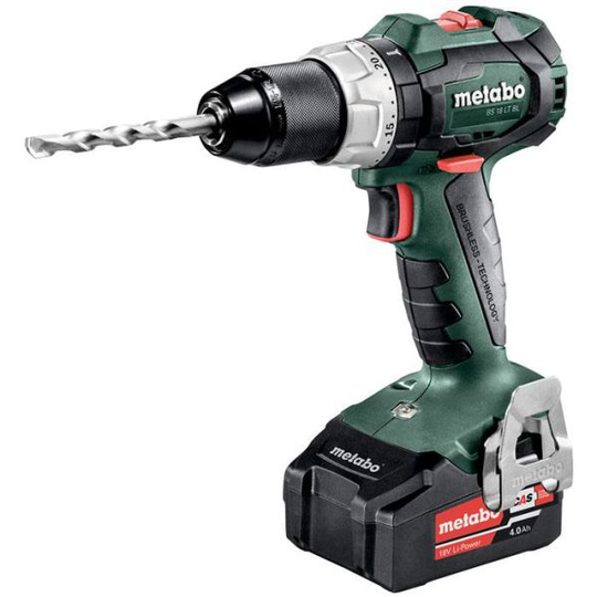 Metabo BS 18 LT BL Porakone-ruuvinväännin 2 x 4,0 Ah:n akku ja laturi