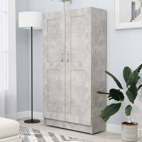 vidaXL Kirjahylly betoninharmaa 82,5x30,5x150 cm lastulevy