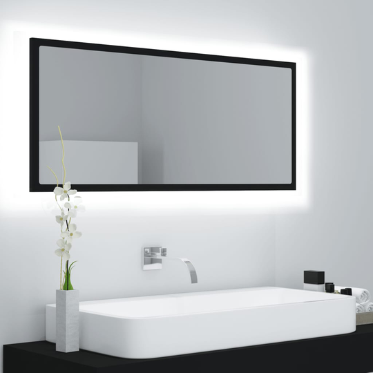 vidaXL Kylpyhuonepeili LED musta 100x8,5x37 cm lastulevy