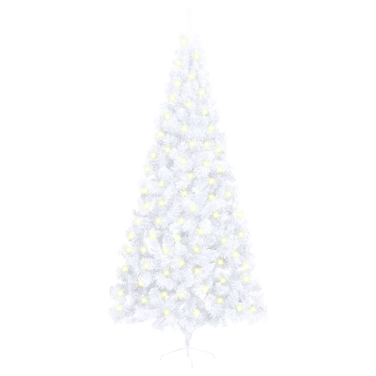 vidaXL Tekojoulukuusen puolikas LED-valo ja jalusta valk. 240 cm PVC