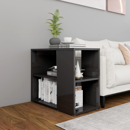 vidaXL Sivukaappi korkeakiilto harmaa 60x30x50 cm lastulevy