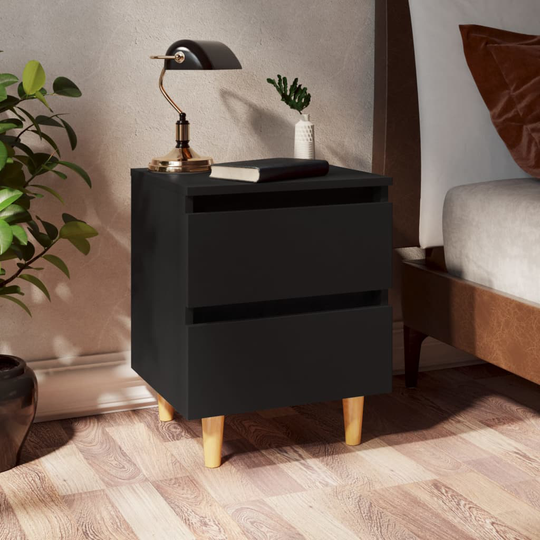 vidaXL Yöpöydät täysmäntyiset jalat 2 kpl musta 40x35x50 cm