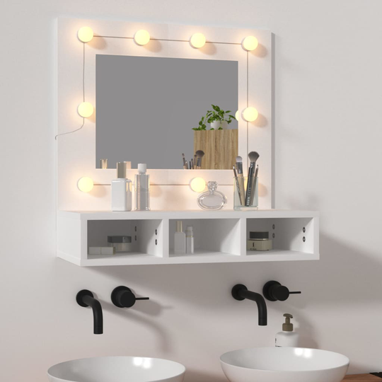 vidaXL Peilikaappi LED-valoilla valkoinen 60x31,5x62 cm