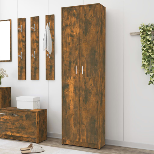 vidaXL Eteisen vaatekaappi savutammi 55x25x189 cm tekninen puu