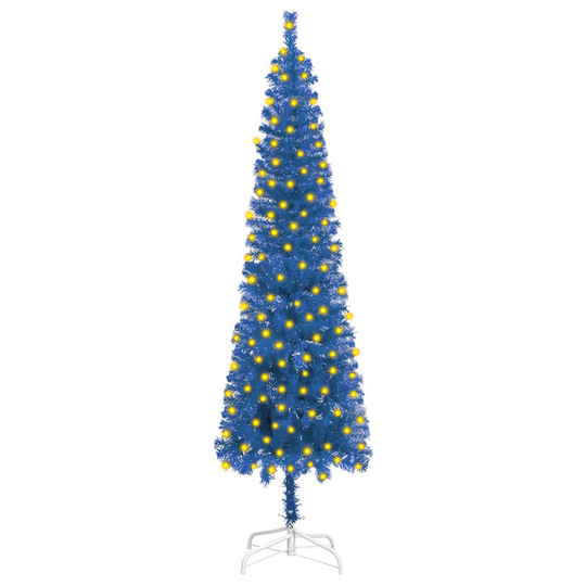 vidaXL Ohut joulukuusi LED-valoilla sininen 150 cm