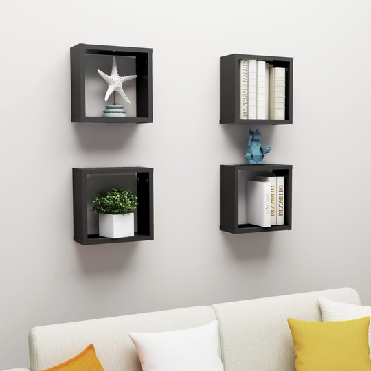 vidaXL Kuutioseinähyllyt 4 kpl musta 30x15x30 cm