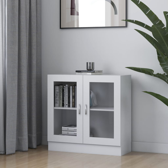 vidaXL Vitriinikaappi valkoinen 82,5x30,5x80 cm lastulevy