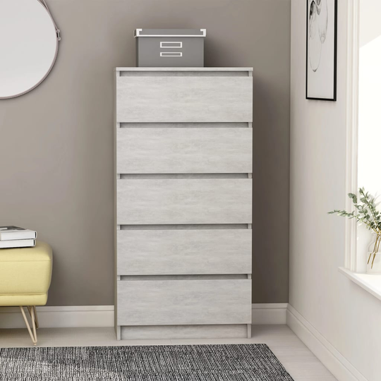 vidaXL Lipasto betoninharmaa 60x35x121 cm lastulevy