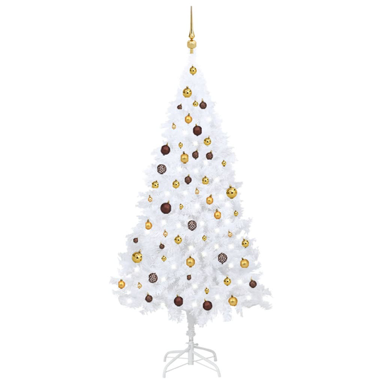 vidaXL Tekojoulukuusi LED-valoilla ja palloilla valkoinen 180 cm PVC