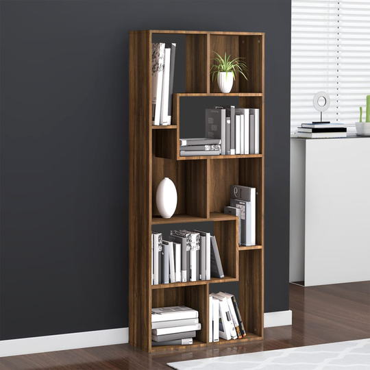vidaXL Kirjahylly ruskea tammi 67x24x161 cm tekninen puu