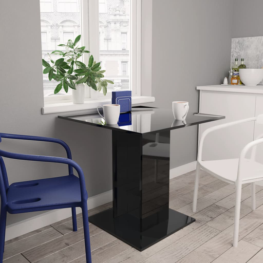 vidaXL Ruokapöytä korkeakiilto musta 80x80x75 cm lastulevy