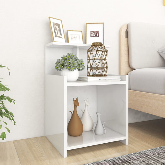 vidaXL Yöpöydät 2 kpl korkeakiilto valkoinen 40x35x60 cm lastulevy