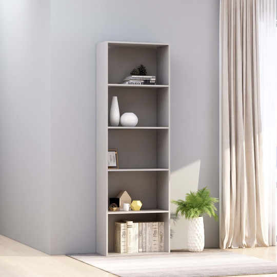 vidaXL 5-tasoinen kirjahylly harmaa 60x30x189 cm lastulevy