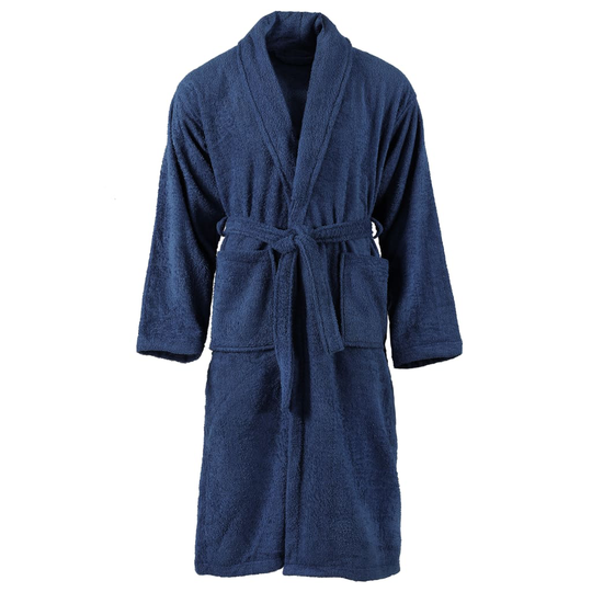 vidaXL Unisex froteekylpytalkki 100 % puuvilla laivastonsininen L
