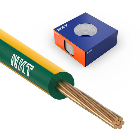 NKT FQ XTRA Asennuskaapeli 450/750V, 1,5 mm², 100 m rengas Vihreä-keltainen