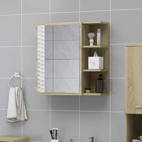 vidaXL Kylpyhuoneen peilikaappi Sonoma-tammi 62,5x20,5x64 cm lastulevy