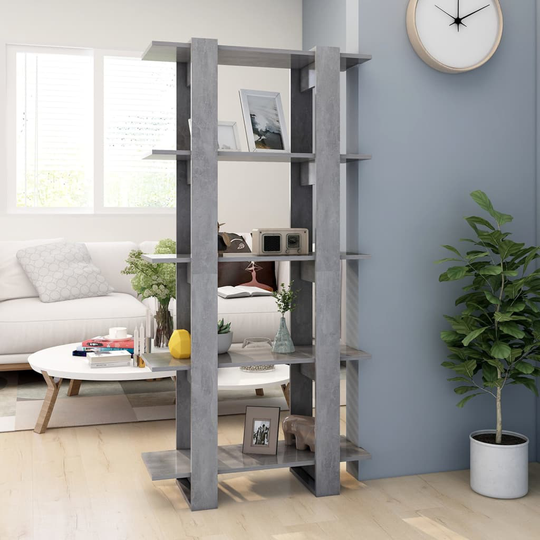 vidaXL Kirjahylly/tilanjakaja betoninharmaa 80x30x160 cm lastulevy