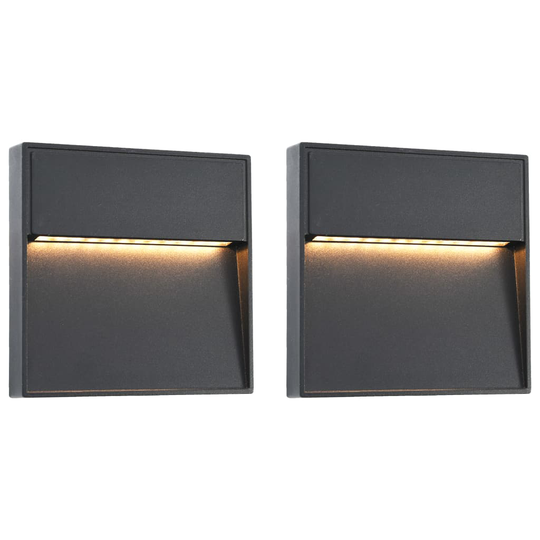 vidaXL LED-seinävalaisimet ulkotiloihin 2 kpl 3 W musta neliö