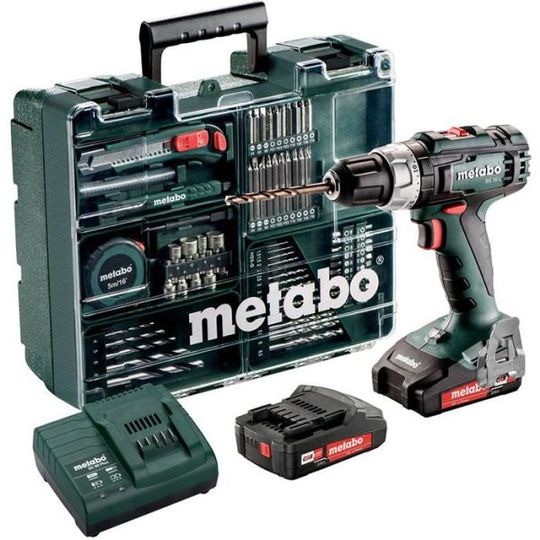Metabo BS 18 L SET Porakone-ruuvinväännin 2 x 2,0 Ah:n akku ja laturi