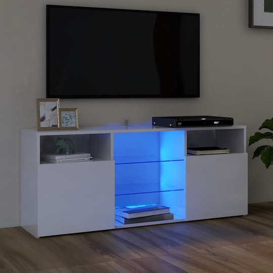 vidaXL TV-taso LED-valoilla korkeakiilto valkoinen 120x30x50 cm
