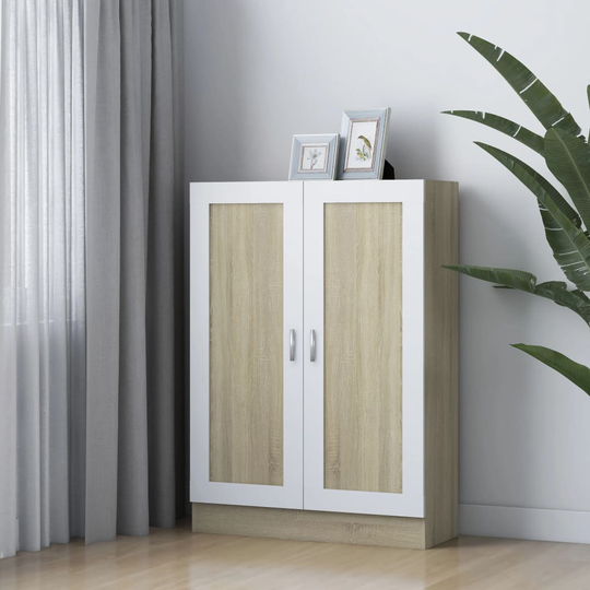 vidaXL Kirjahylly valkoinen ja Sonoma-tammi 82,5x30,5x115 cm lastulevy