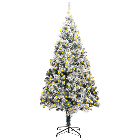 vidaXL Tekojoulukuusi LED-valoilla ja lumihuurteella vihreä 300 cm PVC