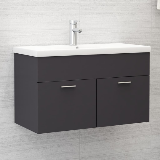 vidaXL Allaskaappi korkeakiilto harmaa 80x38,5x46 cm lastulevy