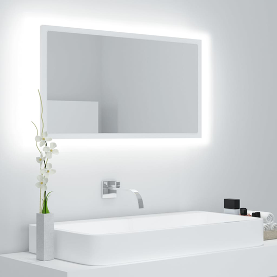 vidaXL LED-kylpyhuonepeili valkoinen 80x8,5x37 cm lastulevy