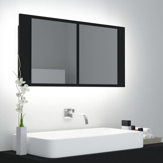 vidaXL Kylpyhuoneen LED peilikaappi musta 90x12x45 cm