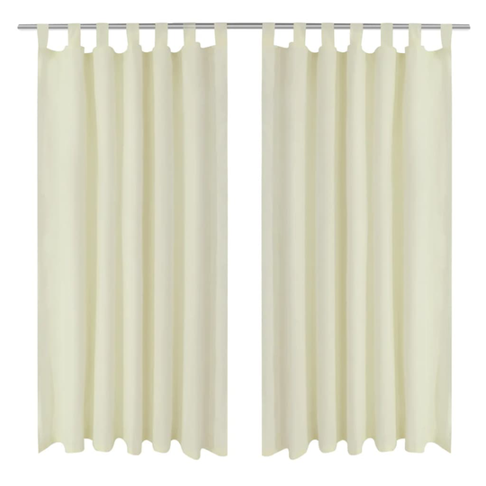 Creme Mikro-Satiini Verhot Lenkeillä 2kpl 140 x 225 cm