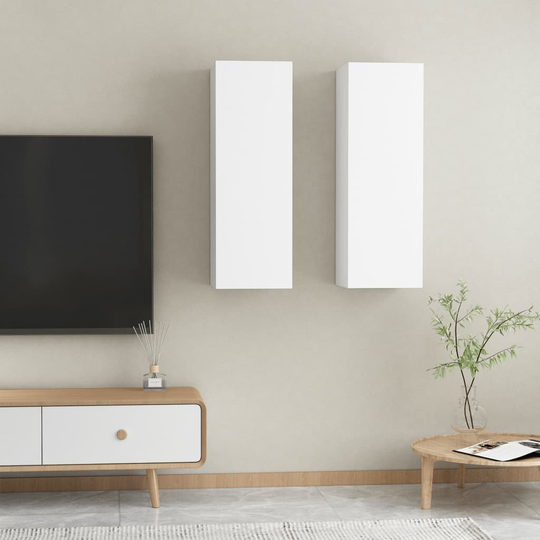 vidaXL TV-tasot 2 kpl valkoinen 30,5x30x90 cm lastulevy