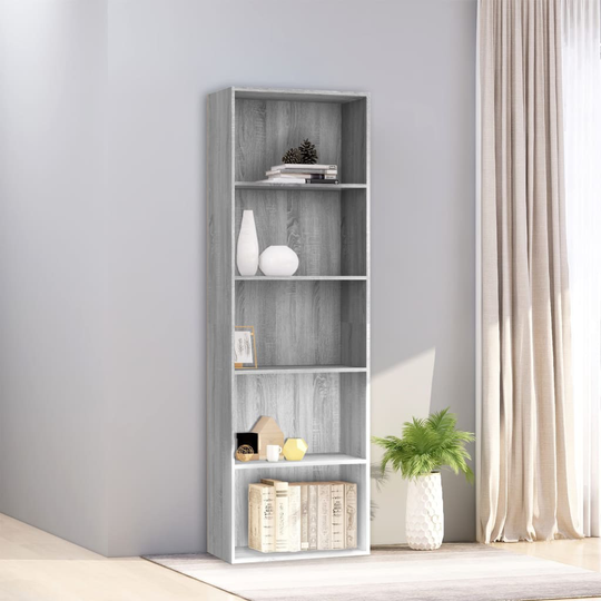vidaXL 5-kerroksinen Kirjahylly harm. Sonoma 60x30x189 cm tekninen puu