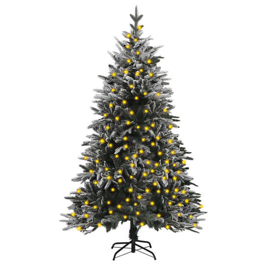 vidaXL Tekojoulukuusi LED-valoilla ja lumihuurteella 120 cm PVC ja PE