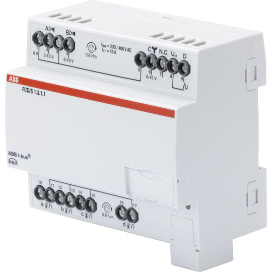 ABB 2CDG110214R0011 Puhallinkonvektorisäädin 0–10 V 2 x 0–10 V:n moottoriventtiili Manuaalinen kytkin: Ei
