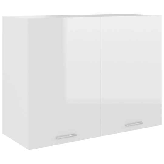 vidaXL Seinäkaappi korkeakiilto valkoinen 80x31x60 cm lastulevy