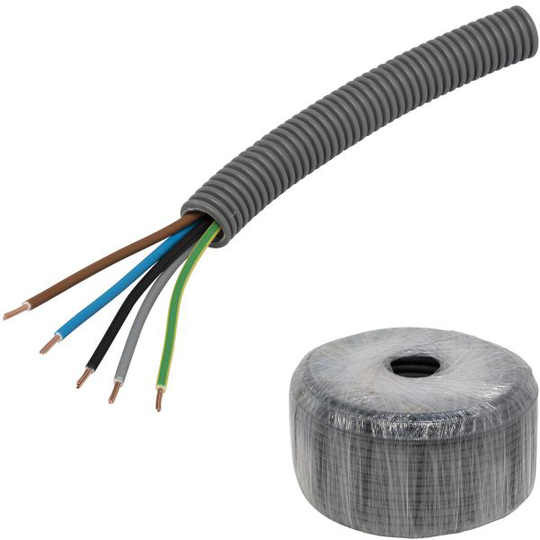 Pipelife FQ PowerFlex Kaapeli esireititetty, lämpötilaluokka II 50 m, 5G2,5 mm², ulko-Ø 20 mm