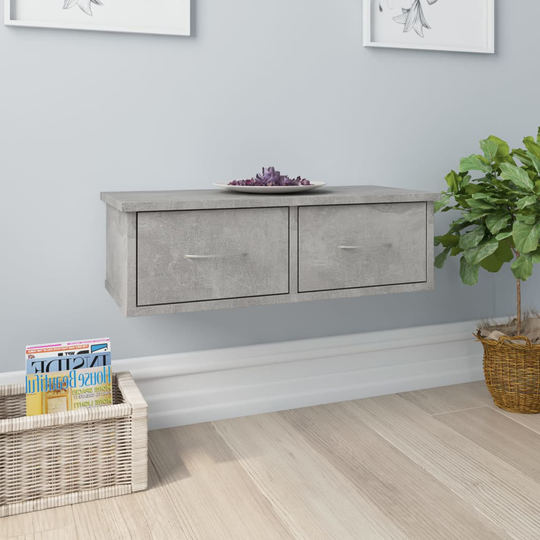 vidaXL Seinälaatikkohylly betoninharmaa 60x26x18,5 cm lastulevy