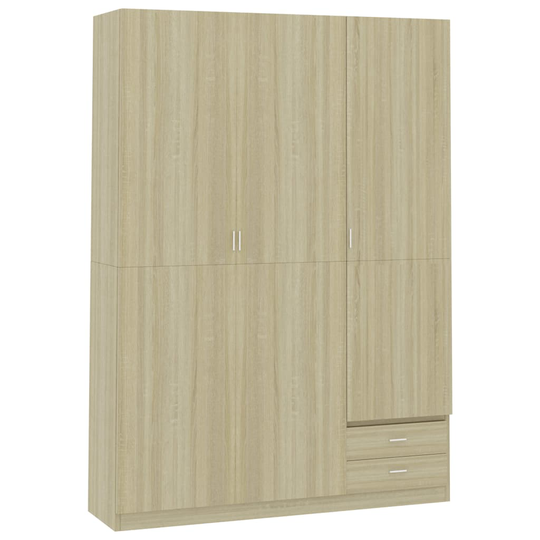 vidaXL 3-ovinen vaatekaappi Sonoma-tammi 120x50x180 cm lastulevy