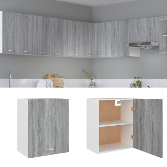 vidaXL Riippuva kaappi harmaa Sonoma 50x31x60 cm tekninen puu