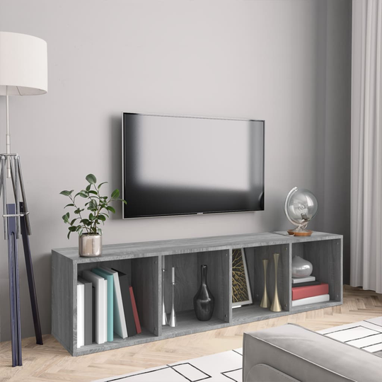 vidaXL Kirjahylly / TV-taso harmaa Sonoma 143x30x36 cm tekninen puu