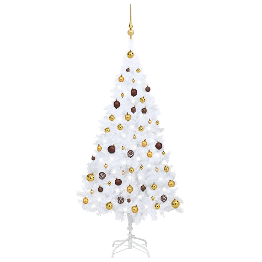 vidaXL Tekojoulukuusi LED-valoilla ja palloilla valkoinen 150 cm PVC