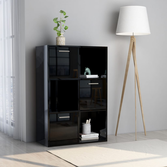 vidaXL Säilytyskaappi korkeakiilto musta 60x29,5x90 cm lastulevy