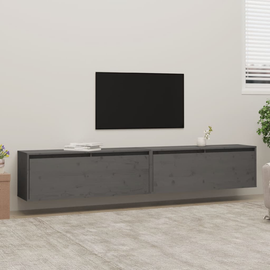 vidaXL Seinäkaapit 2 kpl harmaa 100x30x35 cm täysi mänty