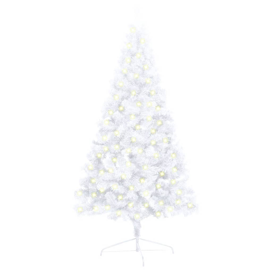 vidaXL Tekojoulukuusen puolikas LED-valo ja jalusta valk. 120 cm PVC