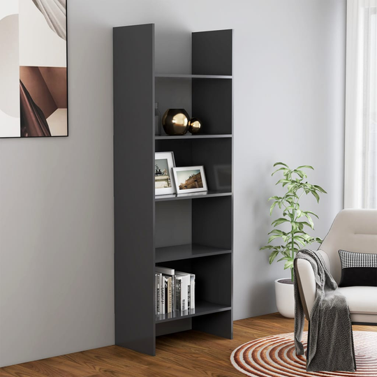 vidaXL Kirjahylly harmaa 60x35x180 cm lastulevy