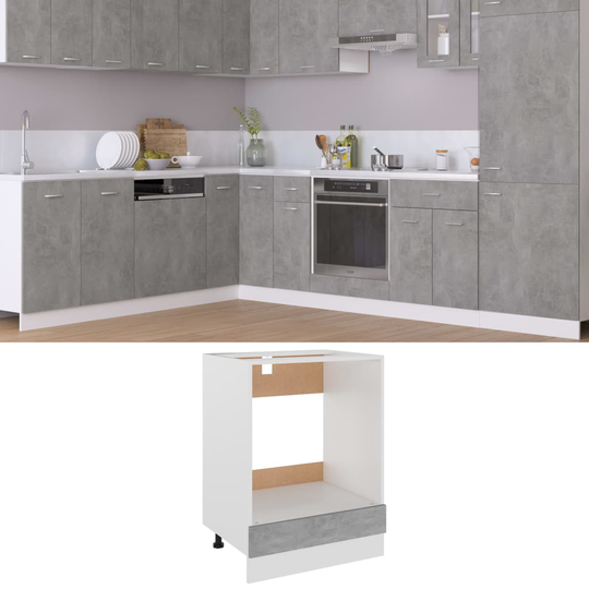 vidaXL Uunikaappi betoninharmaa 60x46x81,5 cm lastulevy