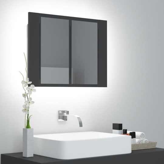 vidaXL Kylpyhuoneen LED peilikaappi harmaa 60x12x45 cm
